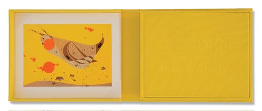 birds & words (yellow) with heath hen print