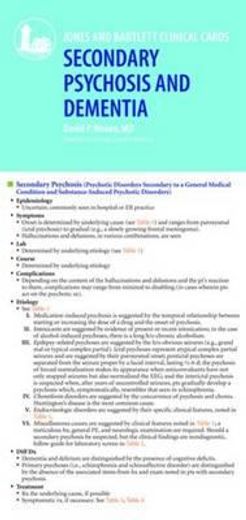 jones and bartlett clinical cards,secondary psychosis and dementia