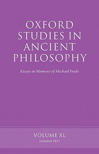 oxford studies in ancient philosophy,essays in memory of michael frede