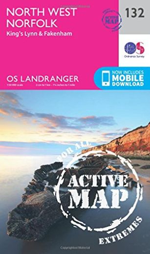 North West Norfolk map | Weatherproof | Kingâ s Lynn & Fakenham | Ordnance Survey | os Landranger Active map 132 | England | Walks | Cycling | Days out | Maps | Adventure (in Spanish)