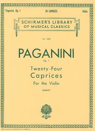 paganini op. 1,twenty-four caprices fot the violin (en Inglés)