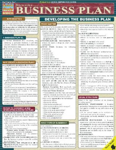 how to write a business plan quick reference guide