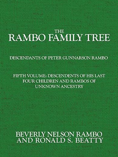 rambo family tree,descendants of peter gunnarson rambo. descendents of his last four children and rambos of unknown an (en Inglés)