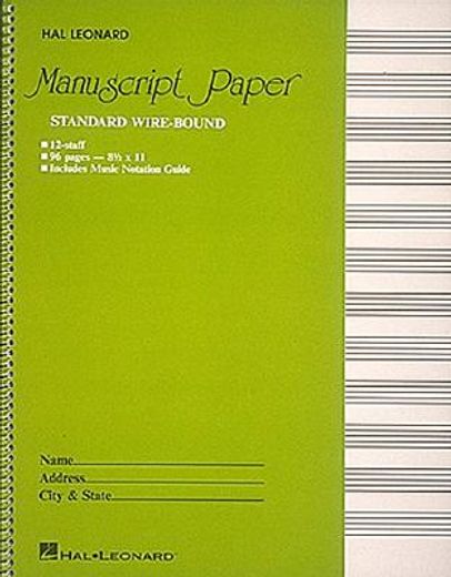 standard wire bound manuscript paper,green cover (en Inglés)