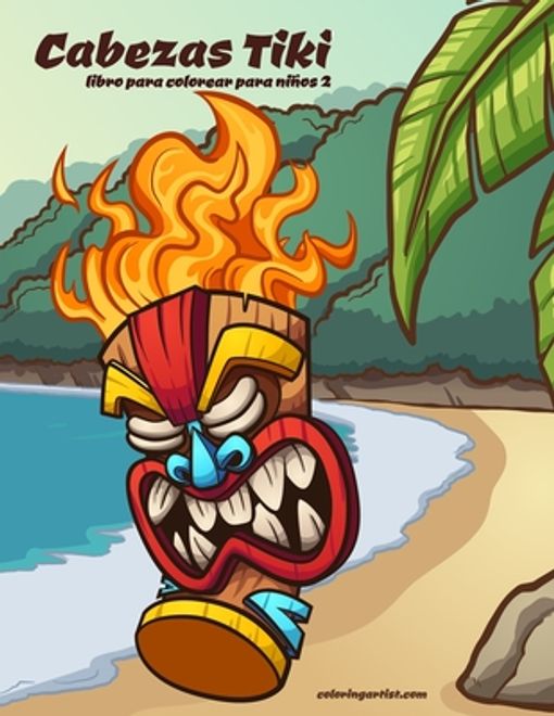 portada Cabezas Tiki libro para colorear para niños 2